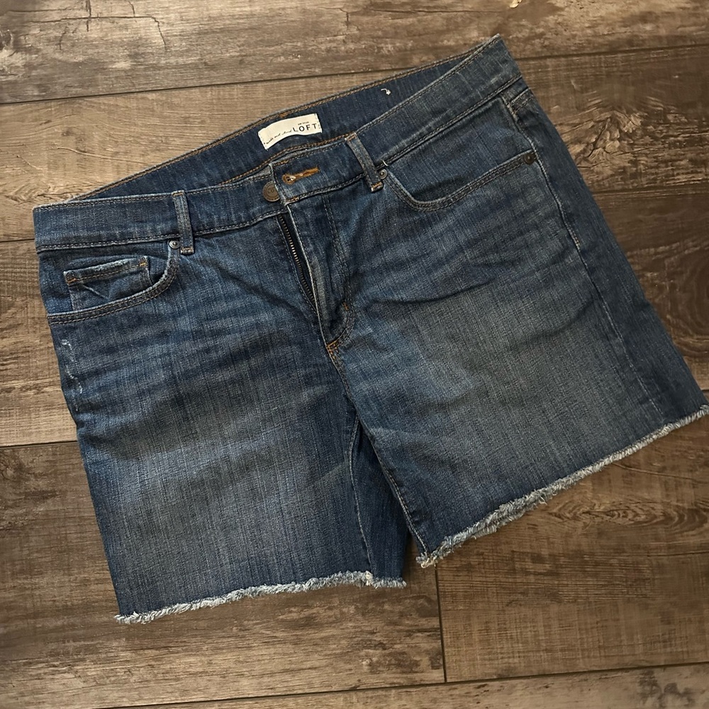 LOFT Dark Blue Denim Cutoff Shorts